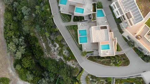 Hotels pools from above. Top down view. Stock Footage 155614424