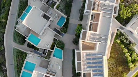 Hotels pools from above. Top down view. Stock Footage 155614621