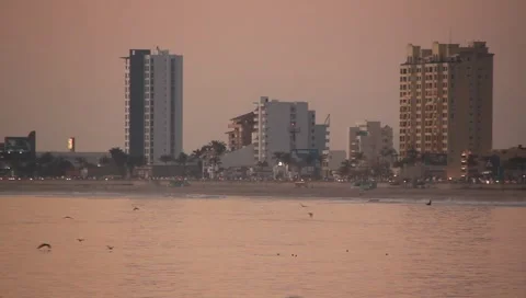 Hotels touch the seaside sky Stock Footage 1128818