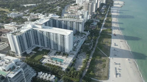 Hotels view on the beach from the sky. Stock Footage 153890750