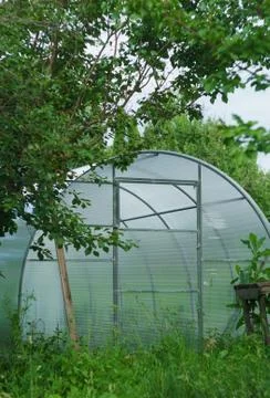 Hothouse of polycarbonate Stock Photos