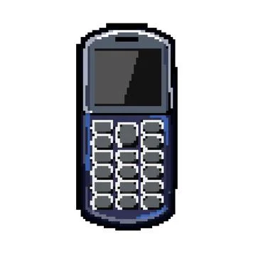 Hotline button phone pixel art vector illustration Stock Illustration