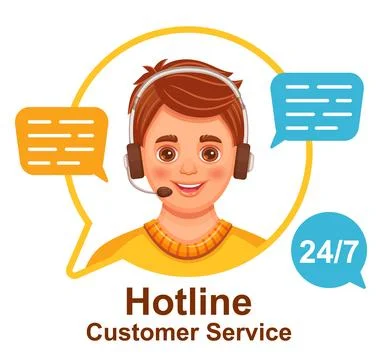 Hotline customer support service, online call center phone operator consultant Stock Illustration