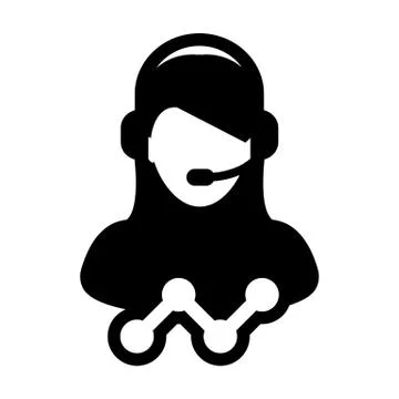 Hotline icon vector female data customer support service person profile avatar Illustrazione stock