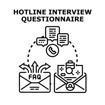 Hotline interview questionnaire process for customer support 스톡 일러스트