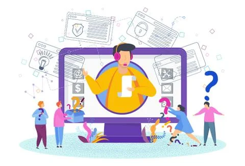 Hotline operator advises client. Online global technical support. Stock Illustration