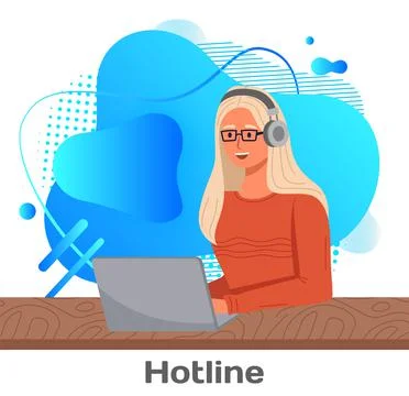 Hotline operator. Customer service. Online global technical support. Helping Stock Illustration