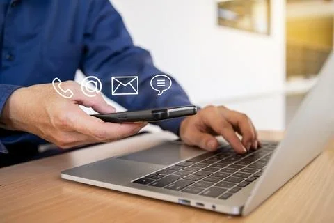 Hotline service, Customer support hotline Contact us people connection. Bus.. Stock Photos
