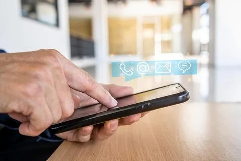 Hotline service, Customer support hotline Contact us people connection. Bus.. Stock Photos