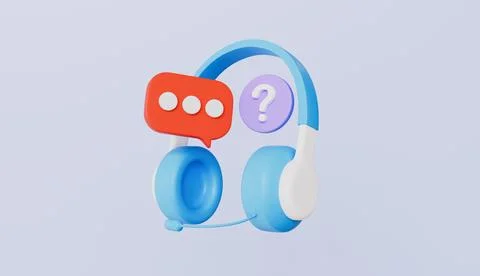 Hotline service for help and FAQ, Headphones with message and question mark Stock Illustration