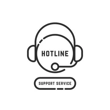 Hotline support service black thin line logo Stock Illustration