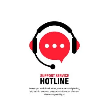 Hotline support service with headphones. Assistant operator ringing badge, ca Stock Illustration