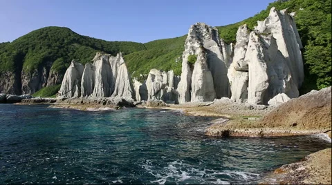 Hotokegaura cliffs in Aomori Prefecture Stock Footage 59796137