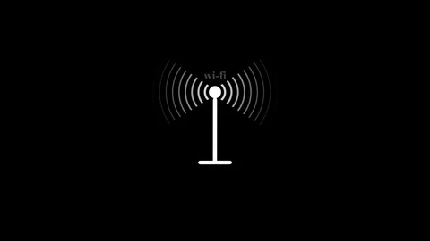 Hotspot network tower icon white color glowing animation black background. Stock Footage 337759724