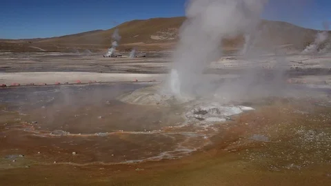 Hotspring with smoke in slow-mo Stock Footage 123826631