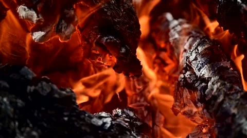 The hottest background. A fire blaze, heat and burning wood close-up. Stock Footage 227925524