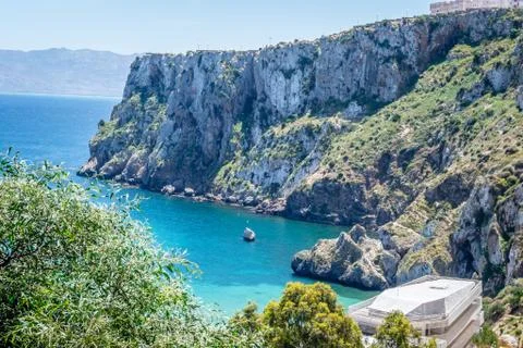 Houcima beach and waves and rocks Stock Photos