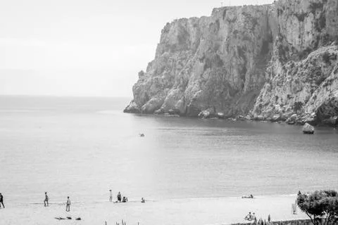 Houcima beach and waves and rocks Stock Photos