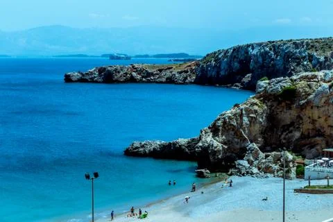 Houcima beach and waves and rocks Stock Photos