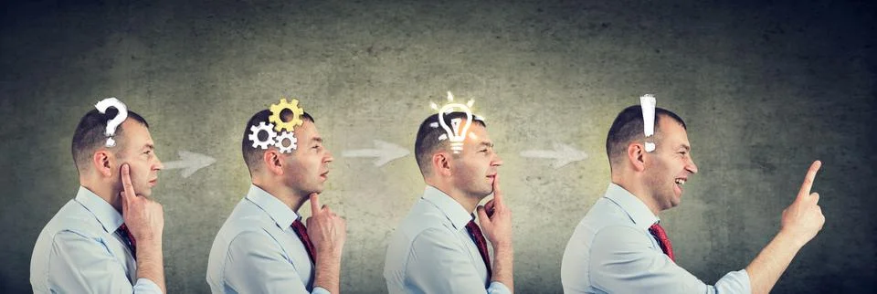 Houghtful, thinking, finding solution man Stock Photos