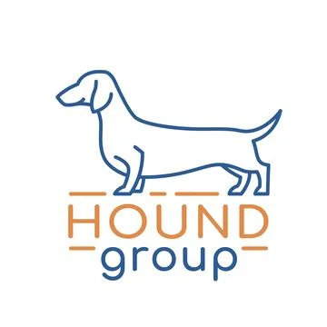 Hound group logotype in modern outlined style. Editable vector illustration Stock Illustration