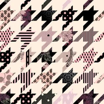 Hounds-tooth pattern in patchwork style. Vector image. Stock Illustration
