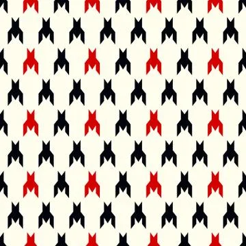 Hounds-tooth seamless vector pattern. Geometric print in black and red color Stock Illustration