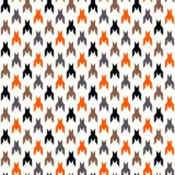 Houndstooth checkered seamless pattern in red yellow black and white, vector Stock Illustration