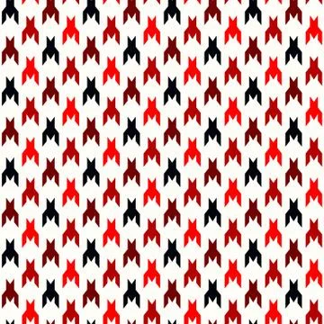 Houndstooth checkered seamless pattern in red yellow black and white, vector Stock Illustration