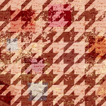 Houndstooth pattern on abstract retro background. Stock Illustration