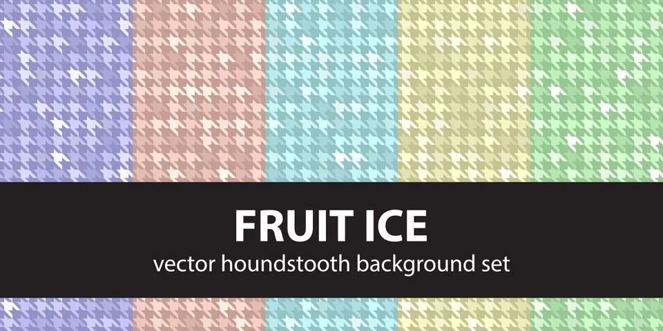 Houndstooth pattern set "Fruit Ice". Vector seamless backgrounds Stock Illustration