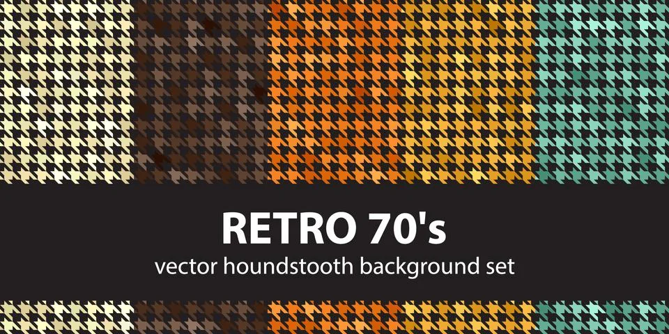 Houndstooth pattern set "Retro 70's". Vector seamless backgrounds Stock Illustration