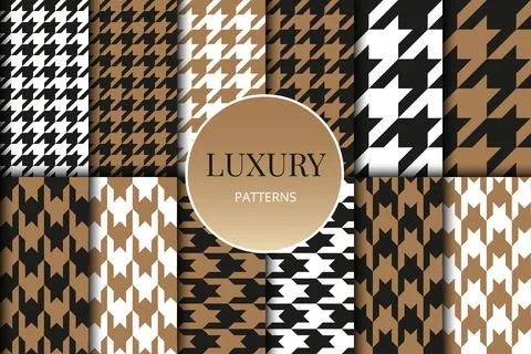 Houndstooth patterns set. Fabric background. Classical checkered textile Stock Illustration