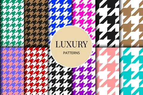 Houndstooth patterns set. Fabric background. Classical checkered textile Stock Illustration