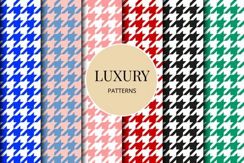 Houndstooth patterns set. Fabric background. Classical checkered textile Stock Illustration