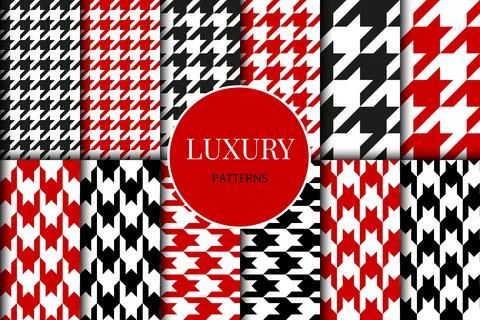 Houndstooth patterns set. Fabric background. Classical checkered textile Stock Illustration