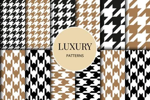Houndstooth patterns set. Fabric background. Classical checkered textile Stock Illustration