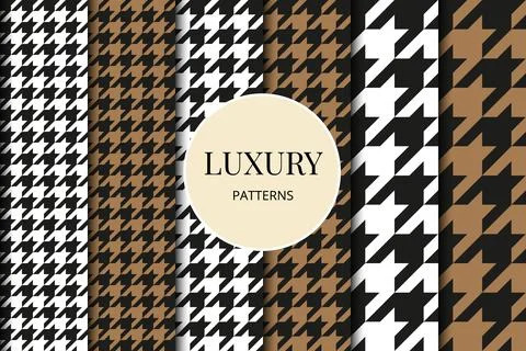 Houndstooth patterns set. Fabric background. Classical checkered textile Stock Illustration