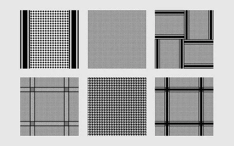 Houndstooth Seamless Patterns set. Repeat backgrounds collection Stock Illustration