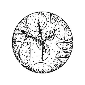 Hour clock sketch hand drawn vector Stock Illustration