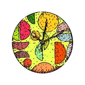 Hour clock sketch hand drawn vector Stock Illustration