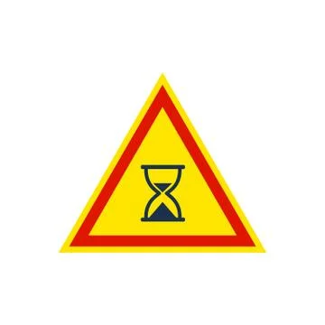 Hour glass icon inside the triangle road sign Stock Illustration