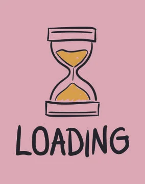 Hour glass with loading text in background Stock Illustration