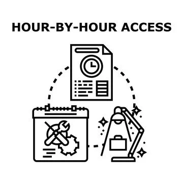 Hour by hour access concept working solution Stock Illustration