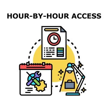 Hour by hour access concept working solution Stock Illustration