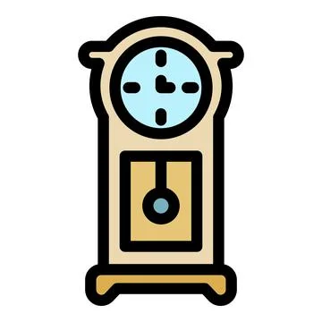 Hour pendulum clock icon color outline vector Stock Illustration