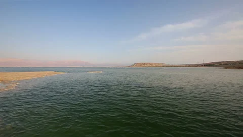 Hour before sunset on the Dead Sea Stock Footage 97498634