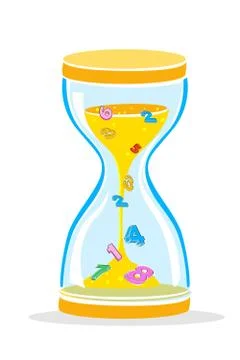 Hour watch with number texts Illustrazione stock