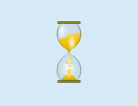 Hourglass, 3d, dollar icon. Vector illustration. Stock Illustration