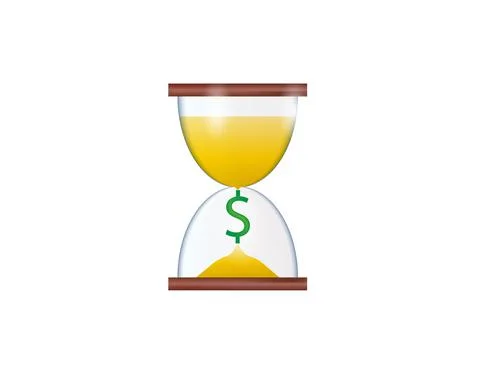 Hourglass, 3d, dollar icon. Vector illustration. Stock Illustration